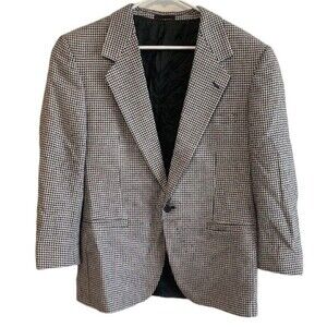 Versace V2 Blazer Mens Size 48S Black Houndsthooth Print Shoulder Pad One Button